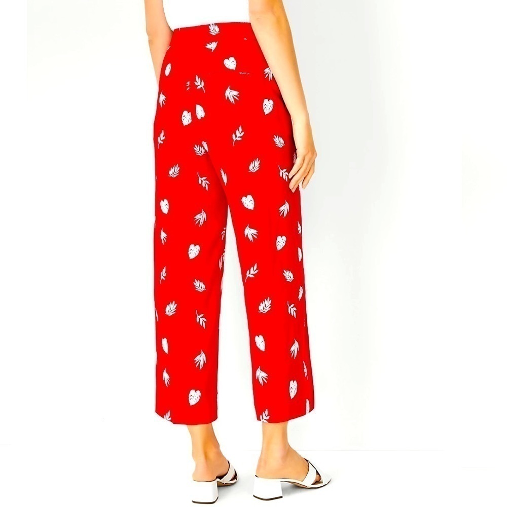 NWT. Ann Taylor Linen Blend Embroidered Wide Leg Crop Pant. - Picture 4 of 11